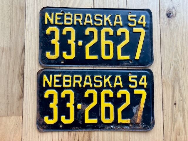 Pair of 1954 Nebraska License Plates