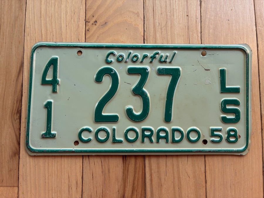 1958 Colorado License Plate