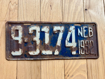 1932 Nebraska License Plate