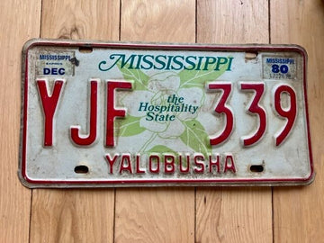 1980 Mississippi Yalobusha County License Plate