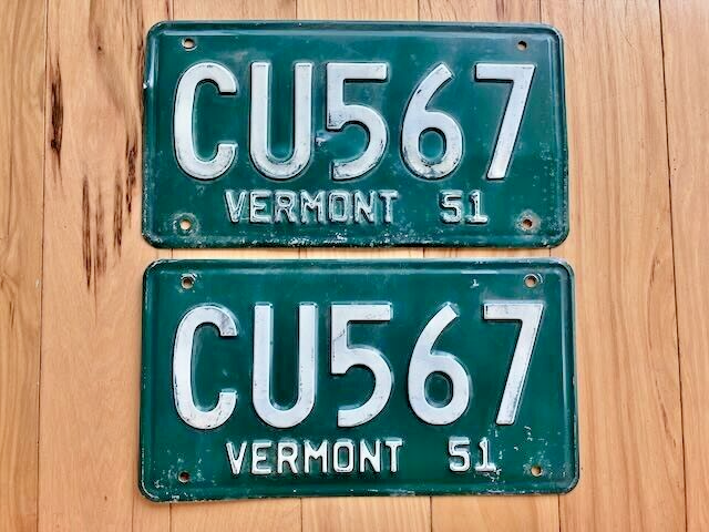Pair of 1951 Vermont License Plates