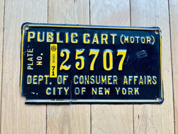 1971 New York Public Cart License Plate
