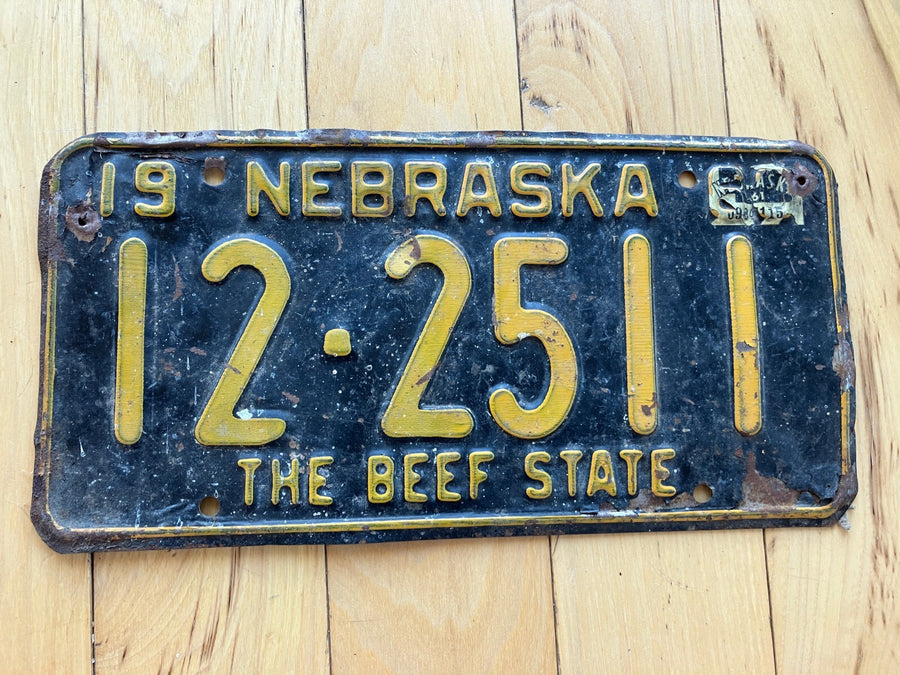 1960 Nebraska License Plate W/ 1961 Tab