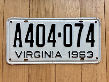 1963 Virginia License Plate