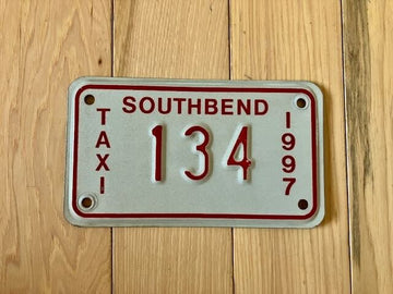 1997 South Bend Indiana Taxi License Plate