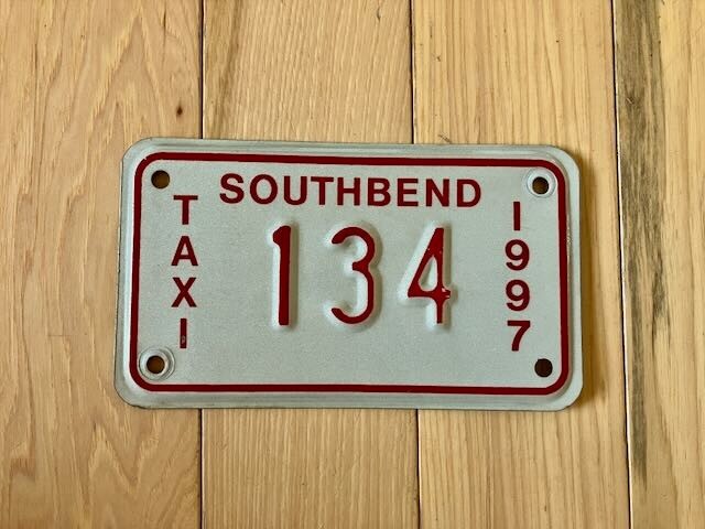 1997 South Bend Indiana Taxi License Plate