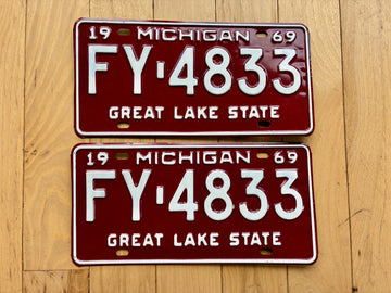 1969 Pair of Michigan License Plates