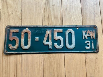1931 Kansas License Plate