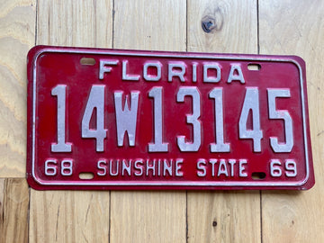 1968 1969 Florida License Plate - Numbers YOM Clear