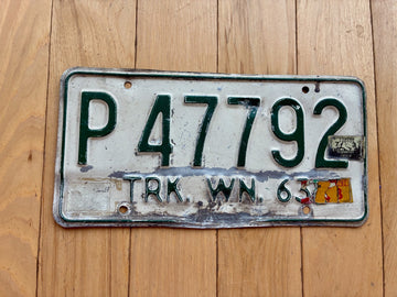 1963 Washington State Truck License Plate - Check With DOL First For YOM