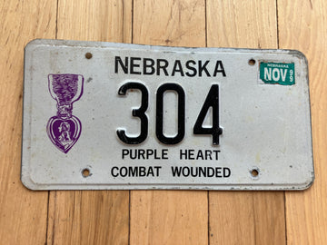 1999 Nebraska Purple Heart Combat Wounded License Plate