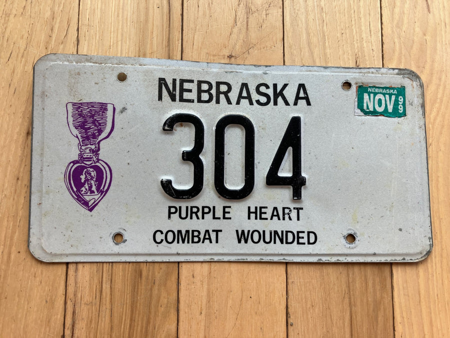 1999 Nebraska Purple Heart Combat Wounded License Plate