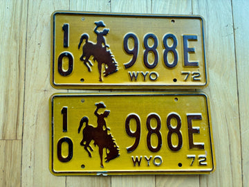 1972 Pair of Wyoming License Plates