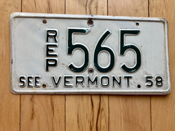 1958 Vermont Repairer License Plate
