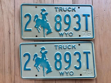 Pair of 1975 Wyoming Truck License Plates