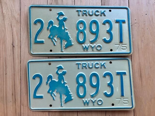 Pair of 1975 Wyoming Truck License Plates