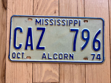 1974 Mississippi Alcorn County License Plate