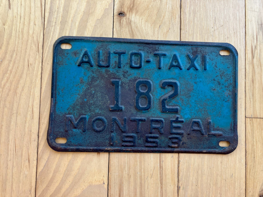 1953 Montreal Quebec Auto Taxi License Plate