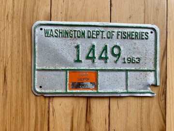 1963 Washington State Dep't of Fisheries License Plate