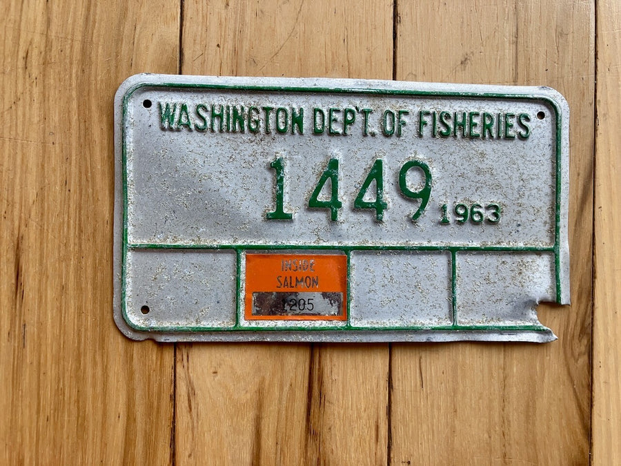 1963 Washington State Dep't of Fisheries License Plate