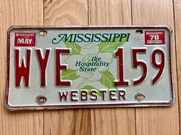 1978 Mississippi Webster County License Plate