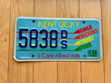 2015 Kentucky I Care About Kids Child Victims Trust Fund License Plate