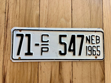 1965 Nebraska Cabin Permit License Plate