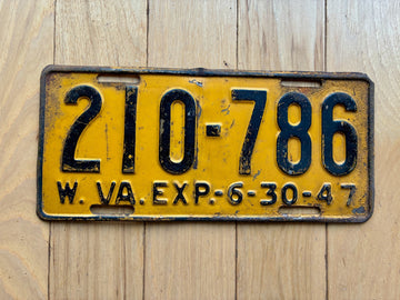 1947 West Virginia License Plate