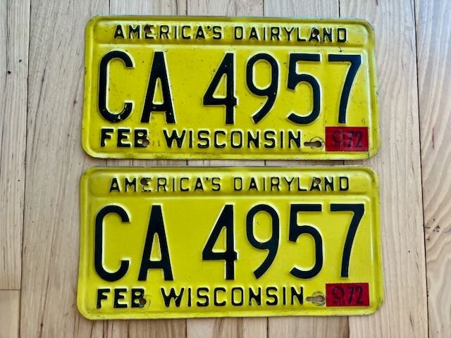 Pair of 1972 Wisconsin License Plates