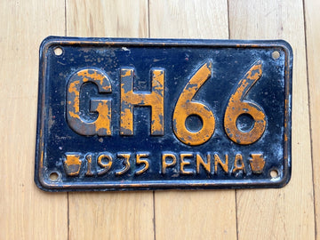 1935 Pennsylvania License Plate - Low Number