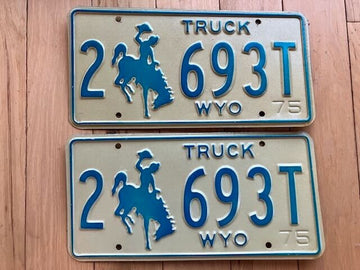 Pair of 1975 Wyoming Truck License Plates