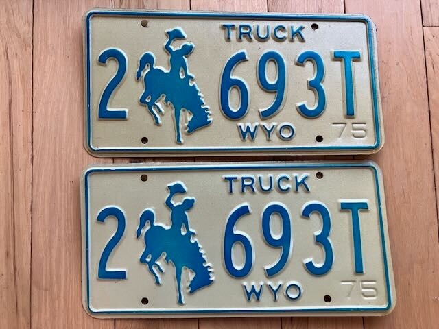 Pair of 1975 Wyoming Truck License Plates