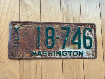 1927 Washington State License Plate