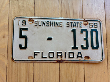 1959 Florida License Plate - Numbers YOM Clear