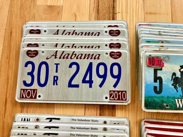 Bulk Lot of 100 License Plates- 10 of Each State in Craft Condition