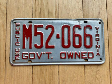 1950 to 1967 Virginia Public Use License Plate