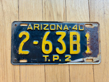 1940 Arizona Pima County Trailer License Plate- MVD YOM Clear
