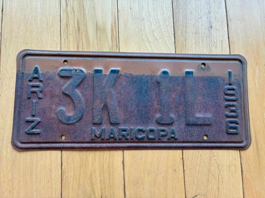 1936 Arizona Maricopa County License Plate- MVD YOM Clear