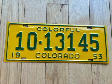 1953 Colorado License Plate - Long Size