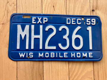 1959 Wisconsin Mobile Home License Plate