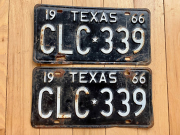 Pair of 1966 Texas License Plates - Check With DMV For YOM
