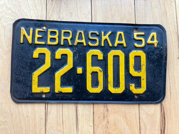1954 Nebraska License Plate