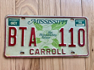 1979 Mississippi Carroll County License Plate