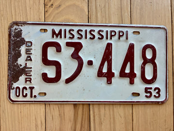 1953 Mississippi Dealer License Plate