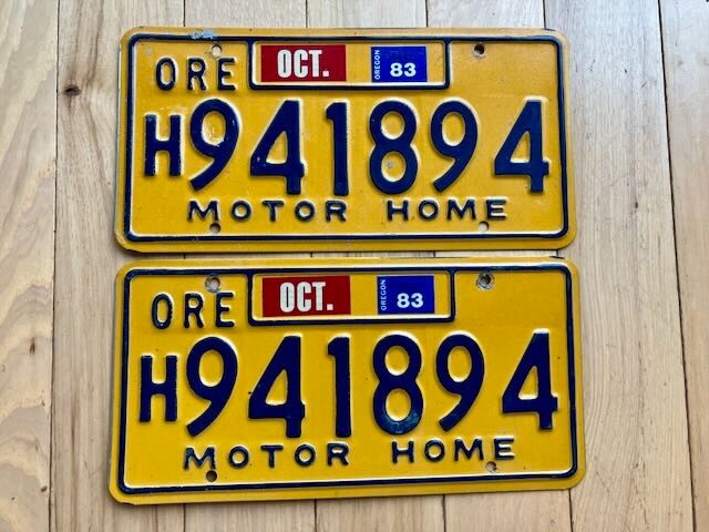 Pair of 1983 Motor Home License Plates