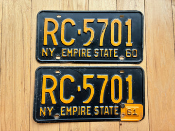 Pair of 1960 1961 New York License Plates