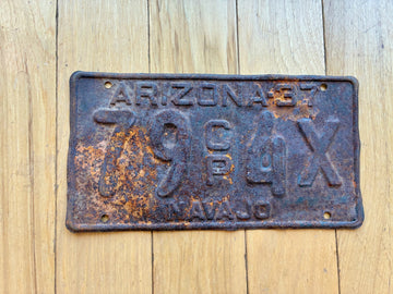 1937 Arizona Navajo County Commercial License Plate- MVD YOM Clear