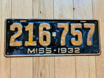 1932 Mississippi License Plate