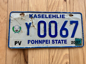 2007 Kaselehlie, Pohnpei State License Plate