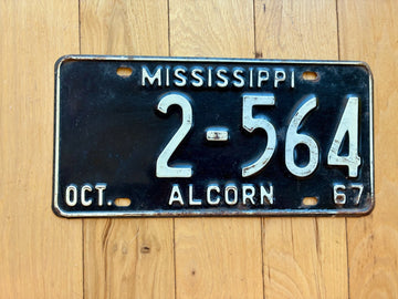 1967 Mississippi Alcorn County License Plate